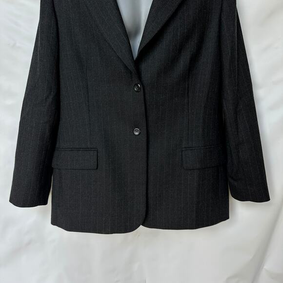 Vintage Pendleton Blazer Gray Red White Pinstriped Wool Jacket Women's Size 12 - Picture 5 of 9